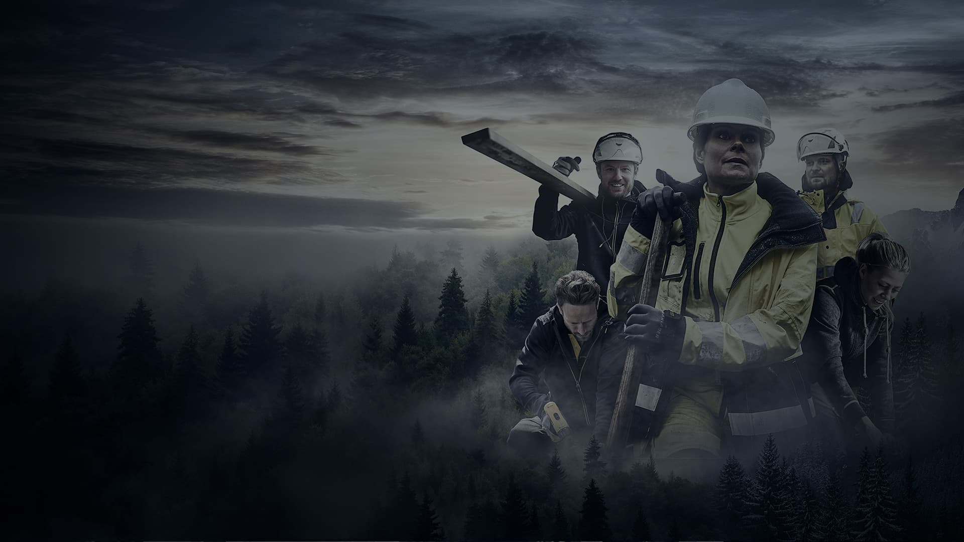 Arbeidsfolk kledd i Blåkläders komfortable arbeidstøy i flere forskjellige yrker